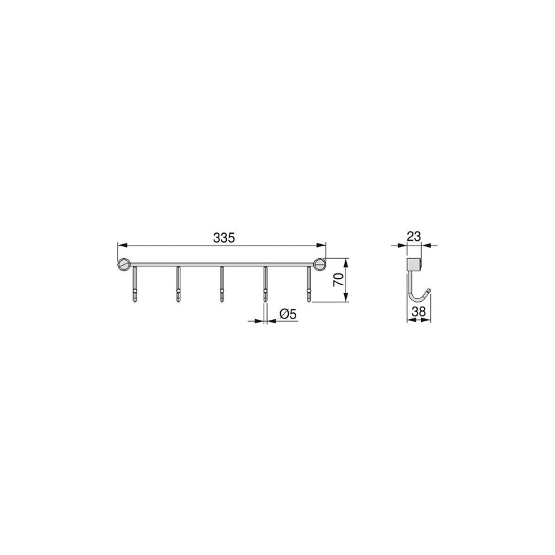 Appendiabiti da Cucina Supra Imballo 1 Pezzo Cromato Brillo Acciaio Emuca