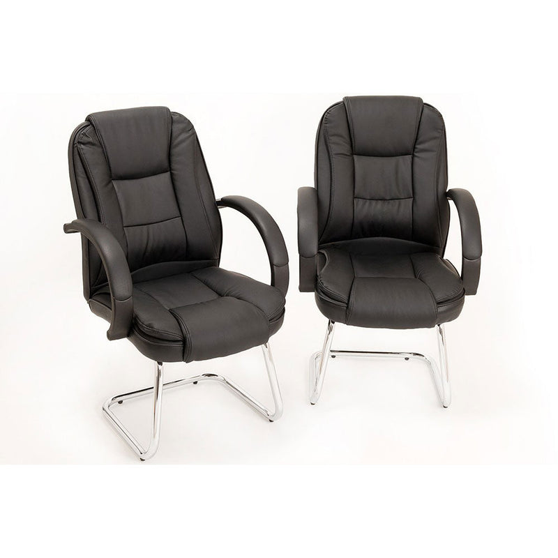 Coppia di Sedie Poltroncine Visitatore in Similpelle da Ufficio Bozzini Smoke Nero