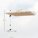 Ombrellone a Braccio Inclinabile 295x295x260 cm con Base a Croce Cachi   