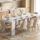 Tavolo Consolle Allungabile e Convertibile per 10 Persone 96-240x90x78 cm Rivestimento in Melamina Bianco      