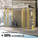 Capanno Porta Attrezzi 249x121x183 cm con 2 Prese d'Aria e Chiavistello in Acciaio Grigio Chiaro      