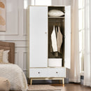 Armadio 2 Ante 2 Cassetti 90x50x190 cm in Legno Bianco