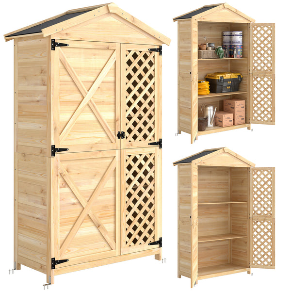 acquista Armadio Esterno 101,5x49x176 cm con Porta Ventilata e Kit Antiribaltamento in Legno di Abete Naturale