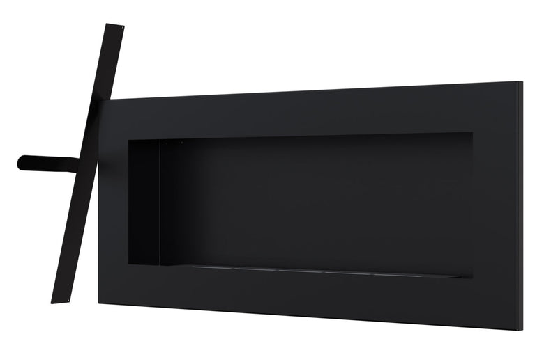 Camino a Bioetanolo da Parete 90x40 cm Flig con Vetro o Senza Vetro Tampa Slim Nero