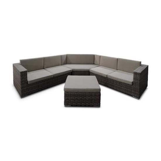 Garden Lounge Set aus PVC Rattan 5-Sitzer Sofa und Pouf Taddei Atlas Brown prezzo