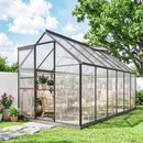 Serra da Giardino 7,1 m² 190x375x199 cm in Policarbonato con Telaio in Lega di Alluminio Grondaie Finestre Apribili e Porta Scorrevole      