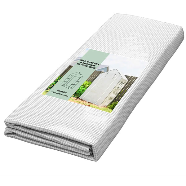 sconto Copertura Serra da Giardino 140x73x190 cm con Porta a Cerniera e Finestre in PE Bianco