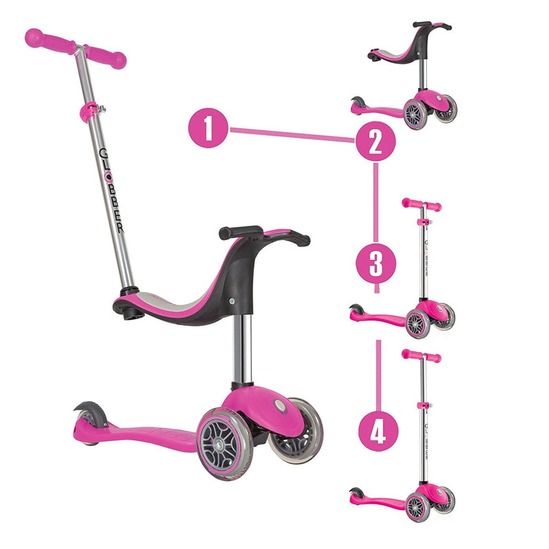 Monopattino Passeggino Triciclo a 3 ruote Evo 4 in 1 Globber Rosa