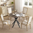 Tavolo da Pranzo Rotondo Stile Industriale Ø80x75 cm con Gambe a Croce in Acciaio Marrone      