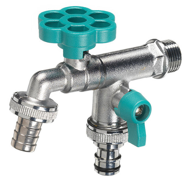 prezzo Rubinetto a Sfera Doppio per Fontana da Giardino con Fiore e Leva Colorate Belfer RUB/030 Turchese