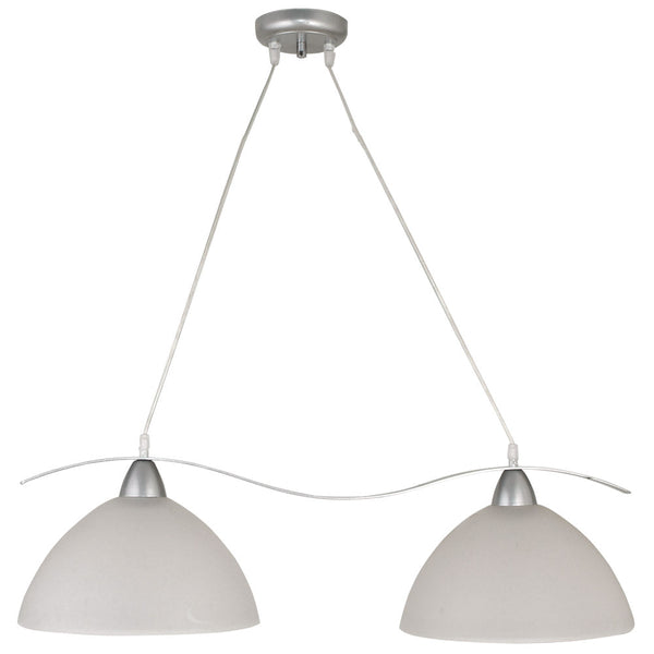 prezzo Aufhängung 2xE27 Silber Rahmen Weißes Alabasterglas E-Energy Mattia
