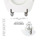 Copriwater Universale 37x43,6 cm in MDF Cerniere in Metallo Cromato Piemonte Bianco Lucido