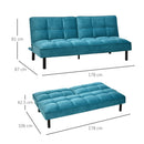 Divano Letto 3 Posti Matrimoniale 178x87x81 cm  in Tessuto Effetto Velluto Verde