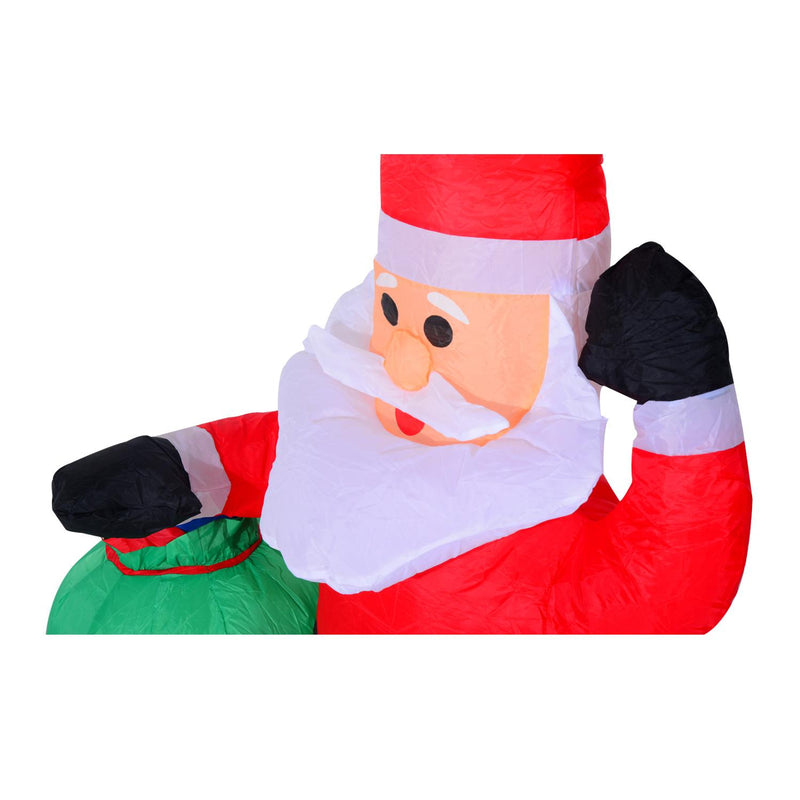 Babbo Natale Gonfiabile luminoso a LED in Poliestere con Ventilatore 70x45x120 cm 