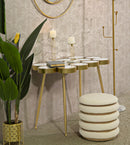 Tavolino Buttle 100x70x55 cm in Ferro e MDF Oro