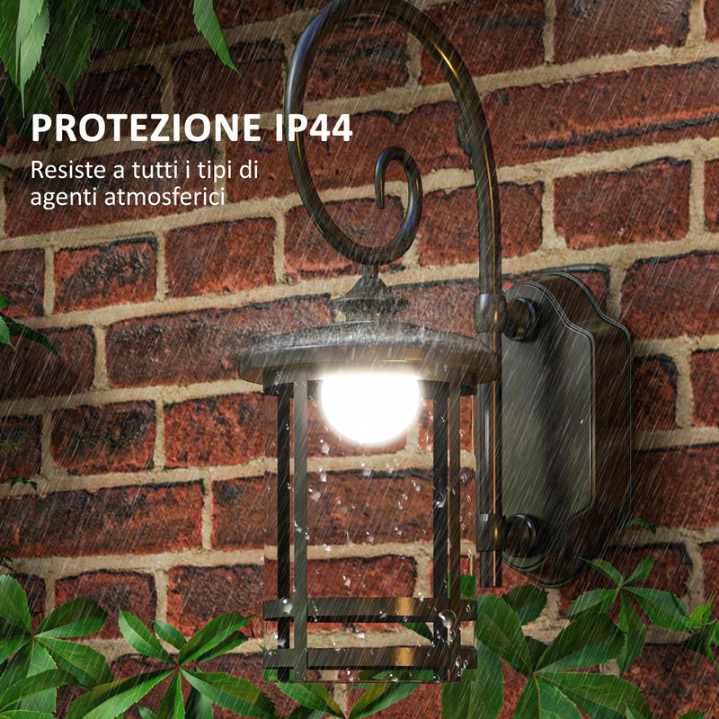 Lampada da Esterno con Pannello Solare 16,5x25,5x41 cm Impermeabile IP44 e Accensione Automatica Nero