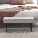 Panca Fondo Letto 100x35x45 cm in Finta Pelle Trapuntata e Gambe in Acciaio Grigio  