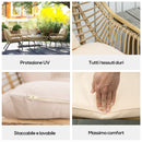 Set Salotto da Giardino Divano 2 Poltrone e Tavolino in Rattan e PE Beige   