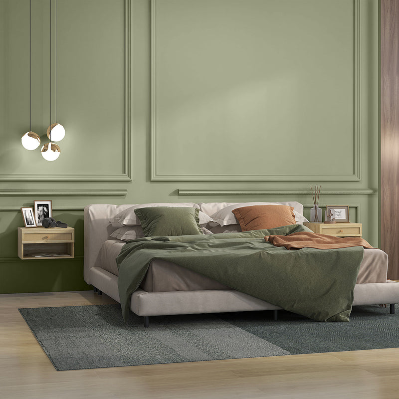 Set 2 Comodini con Cassetto e Ripiani Aperti in stile Nordico 40x34x23 cm in Truciolato e Rattan 