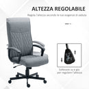 Sedia da Ufficio Girevole con Funzione Dondolo 65x65x102-112,5 cm Altezza Regolabile Grigio