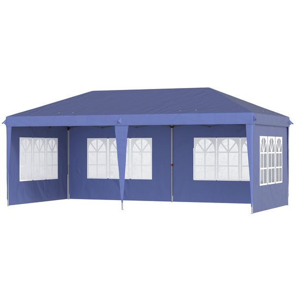 Gazebo da Giardino Regolabile in Altezza con Pareti Removibili 6x3m in Acciaio e Poliestere Blu sconto