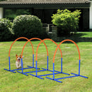 Set Agility Dog con 4 Archi Componibili e Borsa da Trasporto in PE e ABS Blu e Arancione   