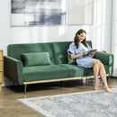 Divano Letto Singolo Clic Clac 206x81x83 cm in Tessuto Effetto Velluto con 2 Cuscini Verde 