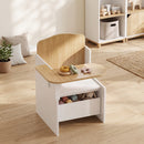 Set Tavolo e Sedia per Bambini 3-5 Anni con Motivi a Cuore Contenitore Integrato in Legno MDF Bianco      