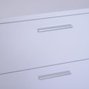 Mobiletto Cassettiera 4 Cassetti 3 Ripiani in Legno e Vetro Temperato Bianco 100x40x116.5 cm 