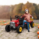 Trattore Elettrico per Bambini 12V con Rimorchio Rosso