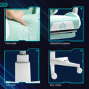 Sedia da Gaming Ergonomica con Orecchie da Gatto Poggiapiedi Retrattile e Schienale Reclinabile 135° Bianco e Azzurro     