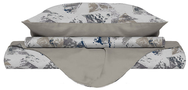 Bettbezug mit Kissenbezügen, bedruckt in Urban Blue Mikrofaser, verschiedene Größen sconto