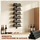 Portabottiglie da Parete 27x10x71 cm per 6 Bottiglie di Vino in Acciaio Nero      