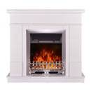 Camino Elettrico da Pavimento 100x103,4x30 cm Effetto Fiamma 2000W Rodos & Galileo Silver Bianco