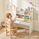 Scrivania per Bambini 3-8 Anni 80x50x100 cm con Ripiani e Cassetto in Truciolato e MDF Bianco      
