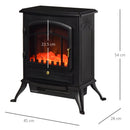 Camino Elettrico da Terra 42x28x55 cm 950/1850W Effetto Fiamma Nero 