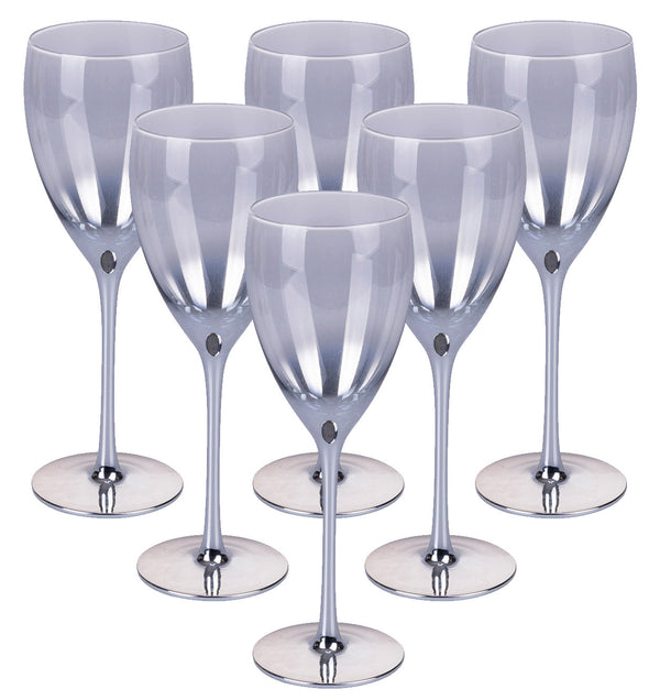 online Set mit 6 Très Chic Weingläsern aus Glas Villa d'Este Home Tivoli Silber