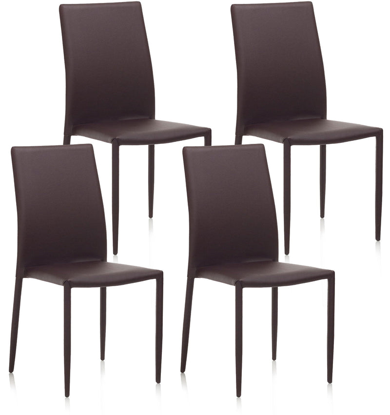 Set 4 Sedie 43,5x46,5x90,5 cm in Similpelle Marrone