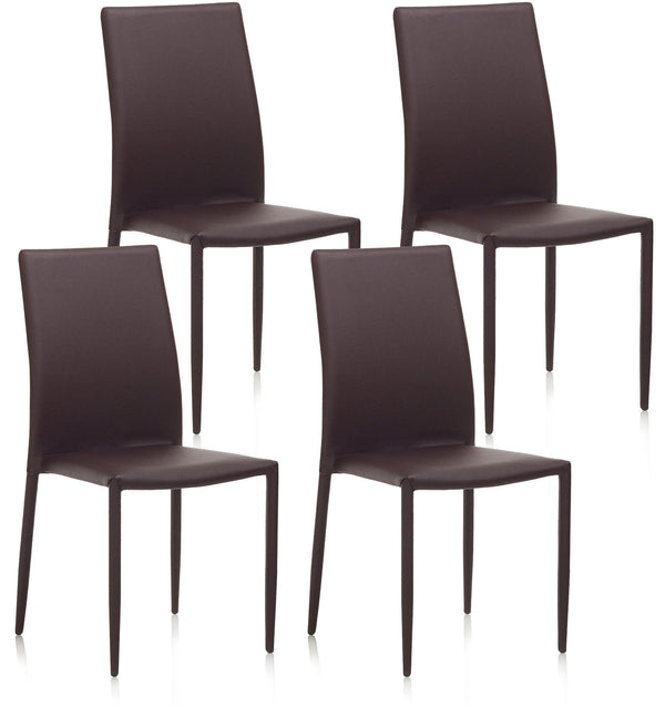 sconto Satz von 4 Stühlen 43,5 x 46,5 x 90,5 cm in braunem Kunstleder