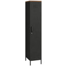 Armadio in Metallo 35x46x183 cm con Ripiani Regolabili Nero      