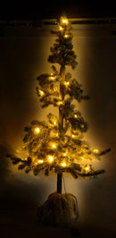 Albero di Natale Luminoso con LED e Pigne in PVC H143cm Juta Verde Innevato