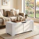 Panca Contenitore 100x40x45 cm Capacità 136L con Coperchio Sollevabile in Legno Bianca      