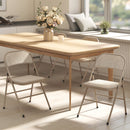 Set di 2 Sedie Pieghevoli 45x46x78 cm con Seduta Imbottita in poliestere e Struttura in Acciaio Beige      