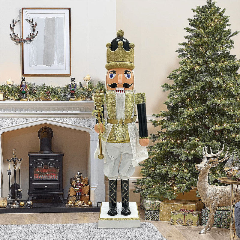 Soldato Schiaccianoci Natalizio H160 cm con Luci Suoni e Movimento Nero e Oro