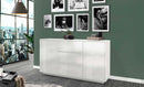 Credenza 2 Ante + 3 Cassetti 160x41,4x86 cm Bloom Bianco Lucido