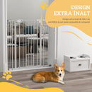 Cancellino per Cani Regolabile 74-101x104 cm con Porta Piccola e Chiusura Automatica in Acciaio Bianco      