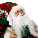 Babbo natale in tessuto bordeaux seduto con musica e movimento cm xh35,5