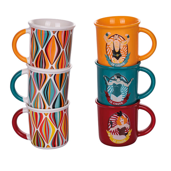 online Set 6 Tazzine da Caffè Ø6,5x6,3 cm in Bone China VdE Tivoli 1996 Le cirque
