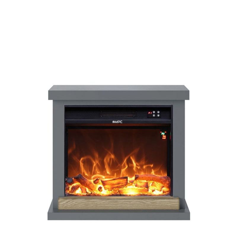 Camino Elettrico da Pavimento 75x67,8x24,5 cm Effetto Fiamma 1500W Sined Sorano Grigio Scuro
