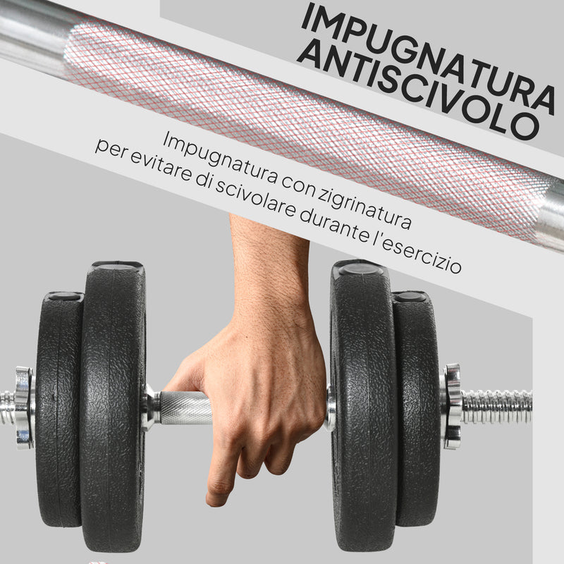 Set Pesi Manubri da 20 kg con 8 Dischi in Acciaio e Sabbia Nero   